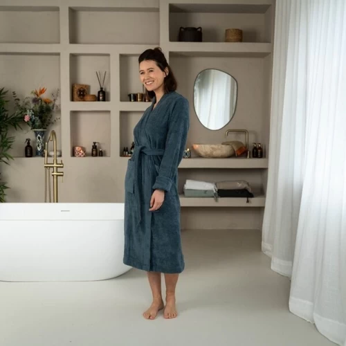 Badstof Badjas - Denim