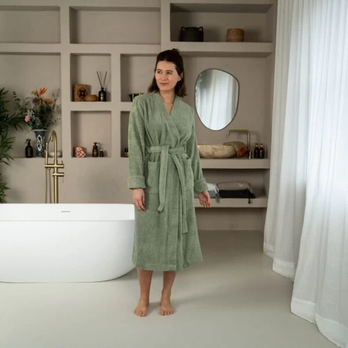 Badstof Badjas - Olijfgroen